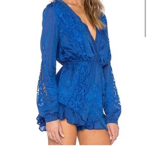 The Jetset Diaries Gypsy Romper Majorelle in Royal Blue. Size S